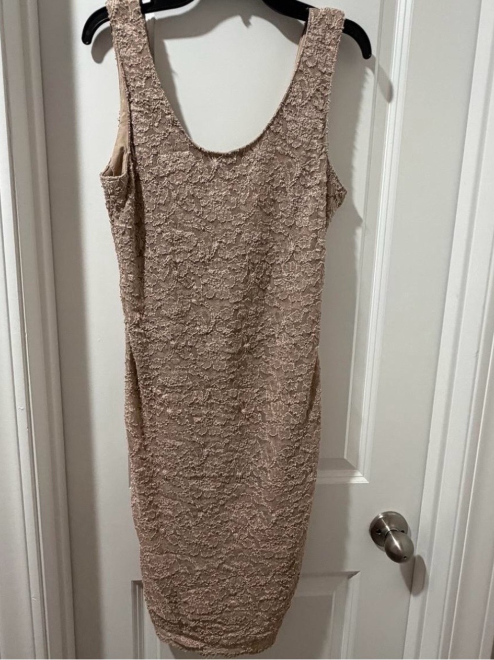 Sleeveless Beige Lace Sheath Dress